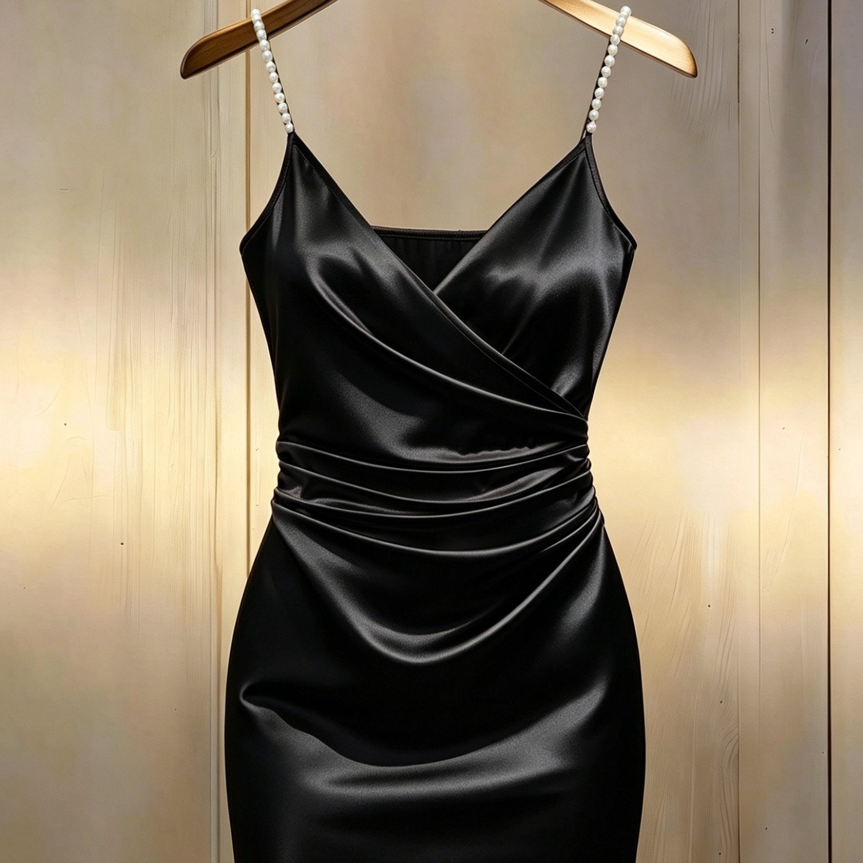 Pearl Strap Wrap Mini Homecoming Dress