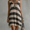 Striped V Neck Knit Casual Mini Dress for Vacation