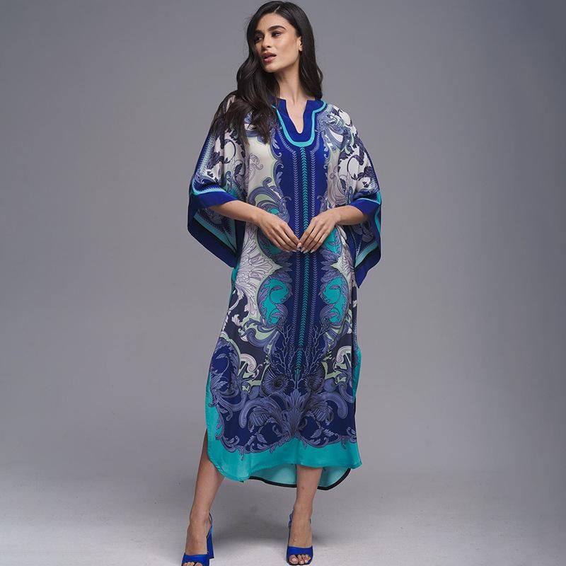 Patterned Flowy Kimono Bohemian Seaside Cover up