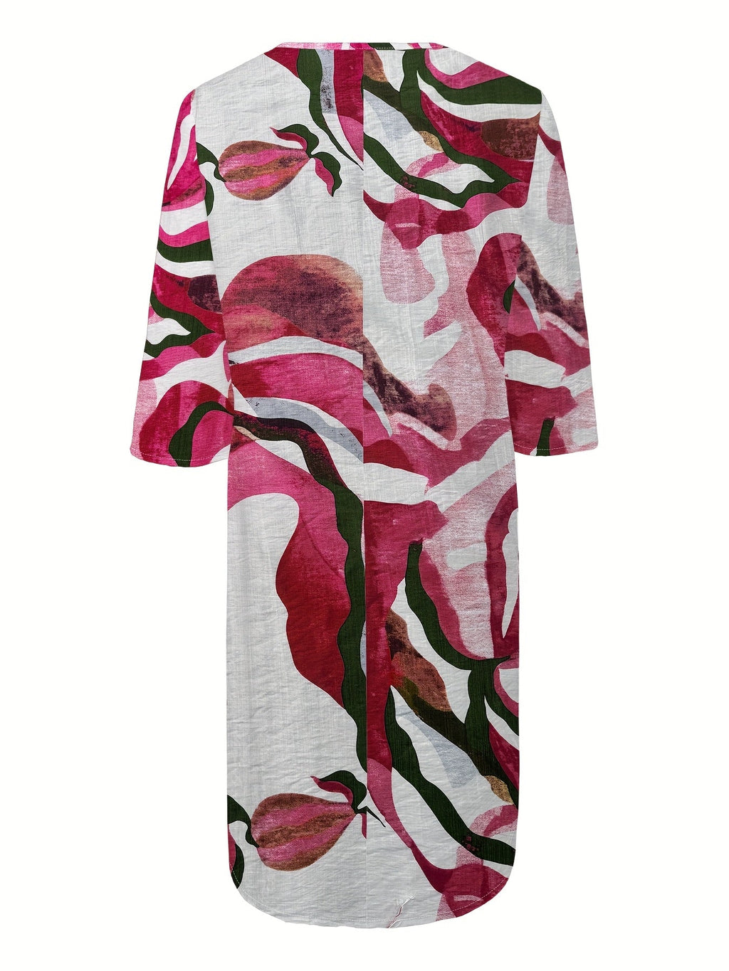 Women's Spring/Autumn Casual Straight-Leg V-Neck Printed Dress