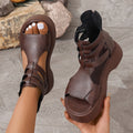 Strappy Platform Sandals with Ankle Buckle Design