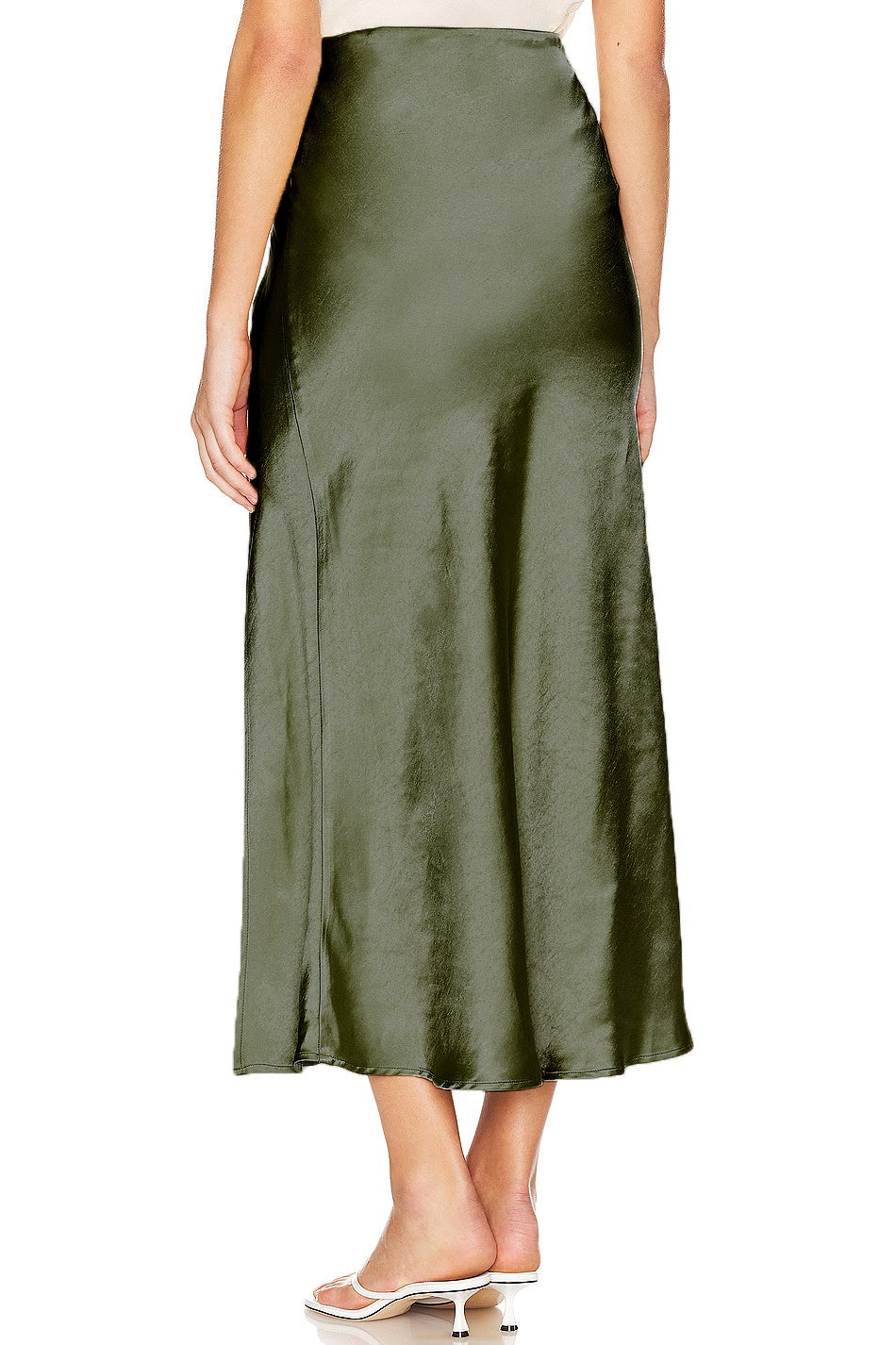 Elegant Satin Slit Bodycon Maxi Skirt