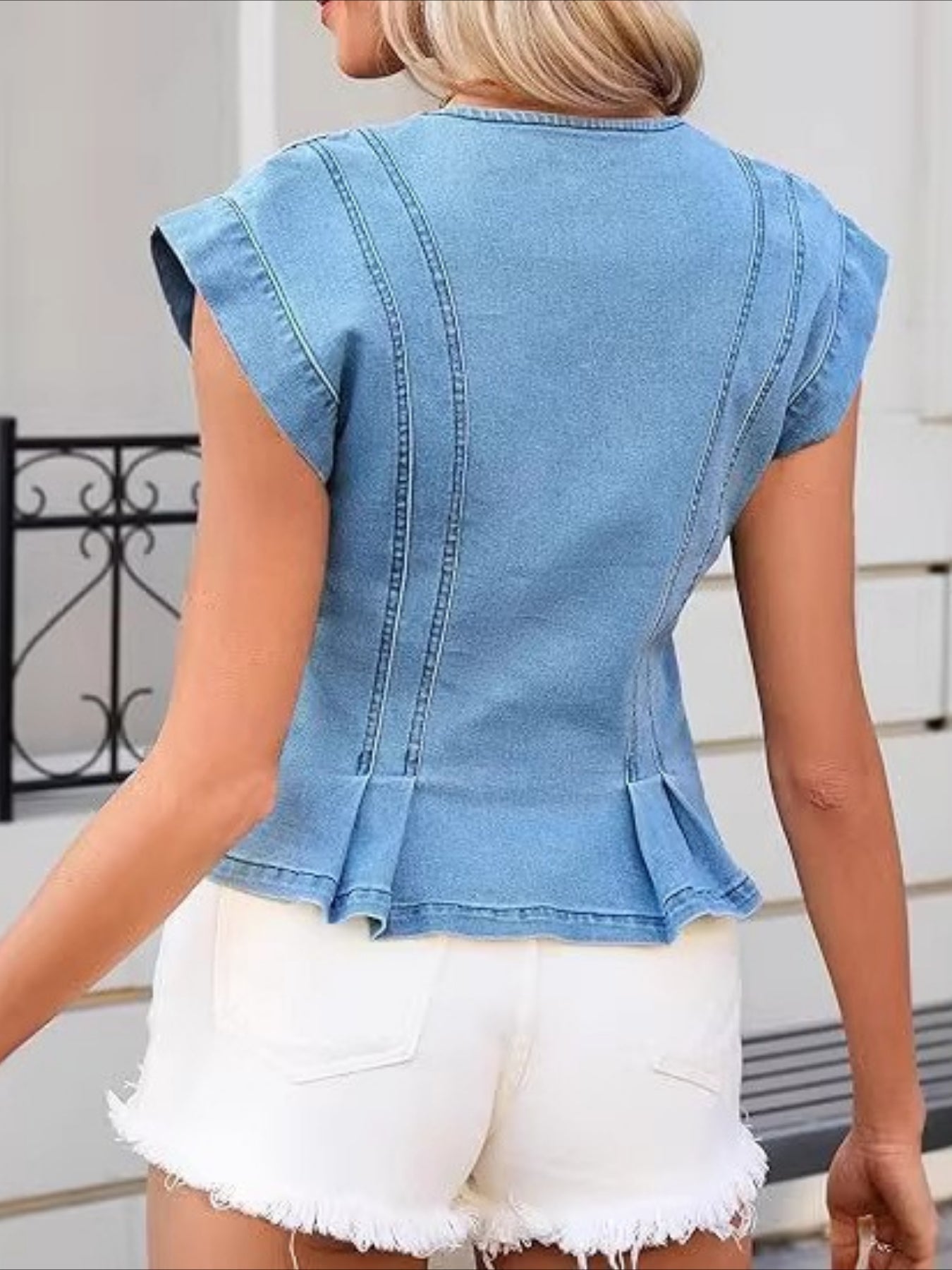 Denim Peplum Vest Top