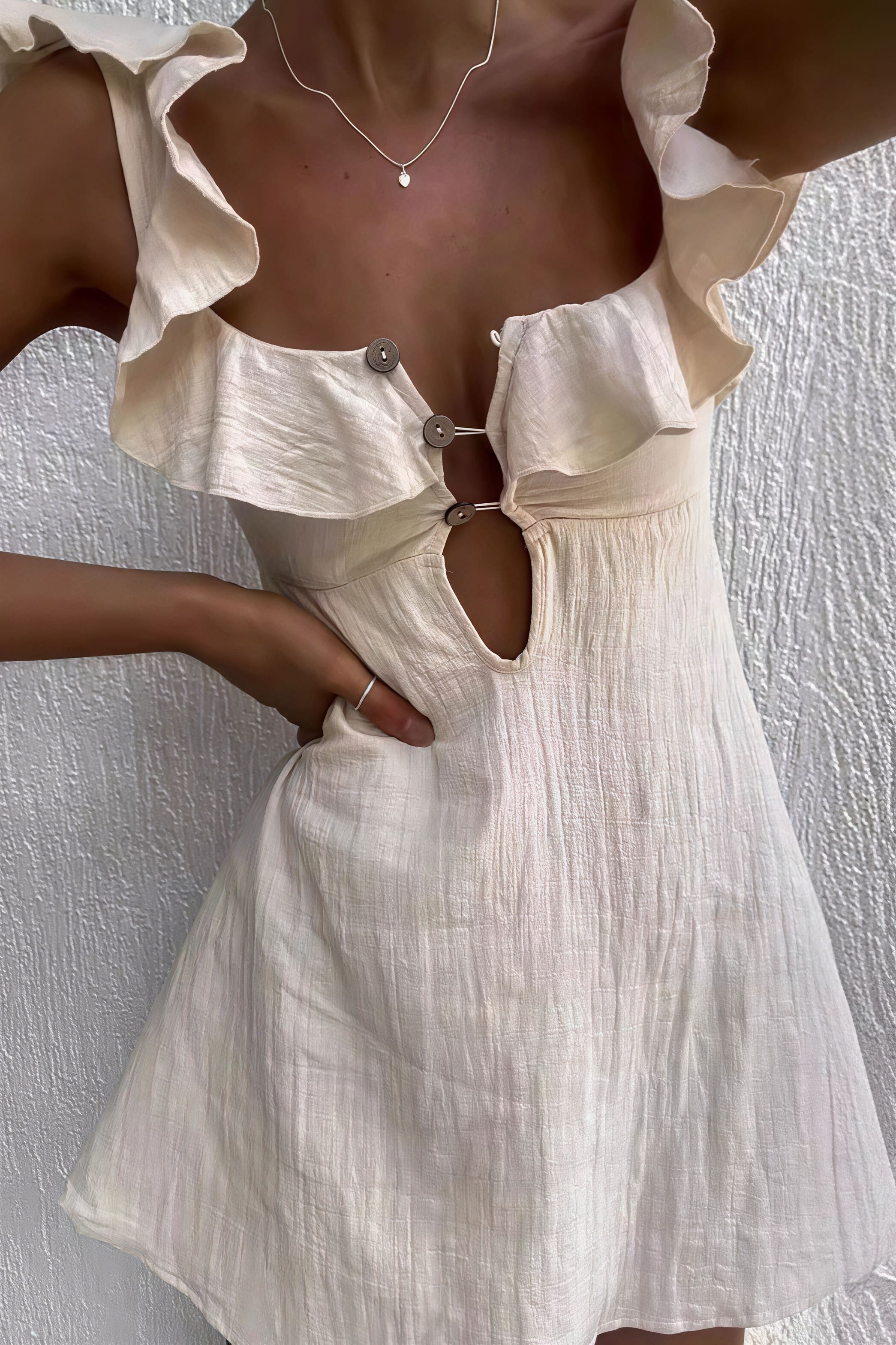 Ruffle Hem Spaghetti Strap Mini Dress