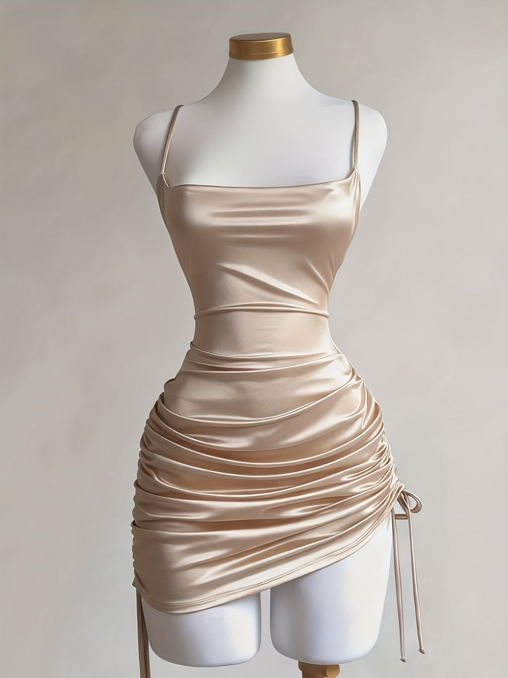 Ruched Drawstring Homecoming Mini Dress
