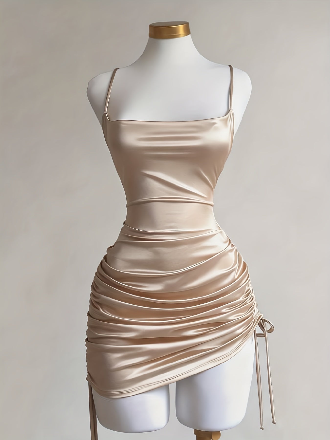 Ruched Drawstring Homecoming Mini Dress