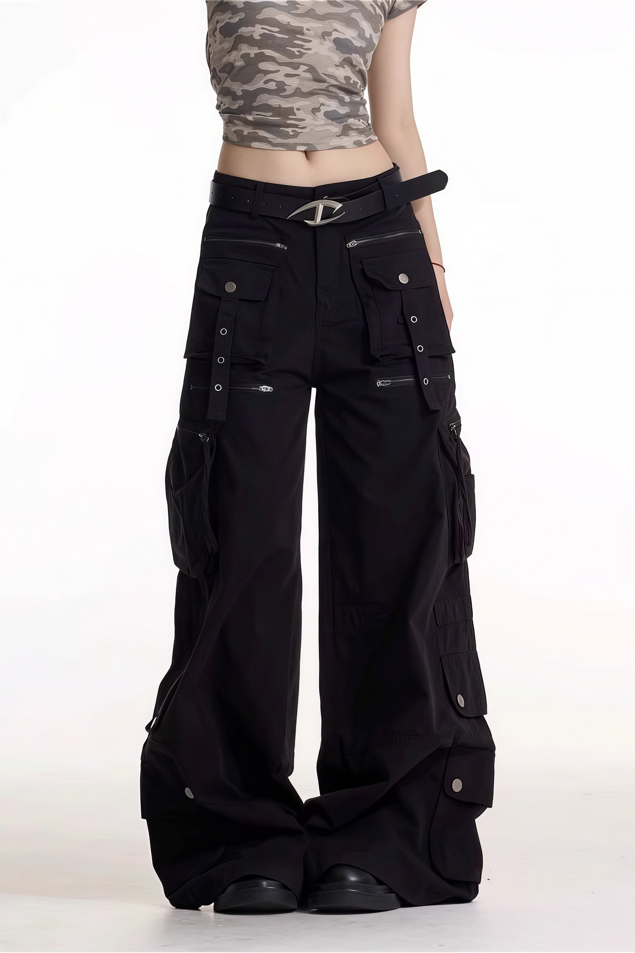 Retro Y2K Lace Up Wide Leg Jeans