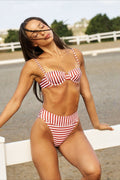 Chic Stripe Molded Cup Two Piece Bikini Set