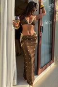 Colorblock Dot Three Piece Swim Set