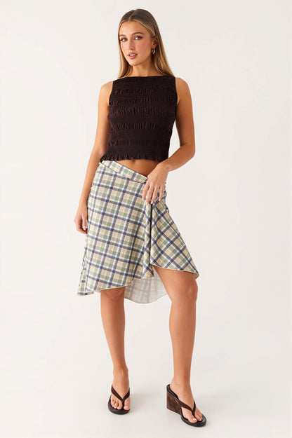 Elegant Striped Irregular Midi Skirt
