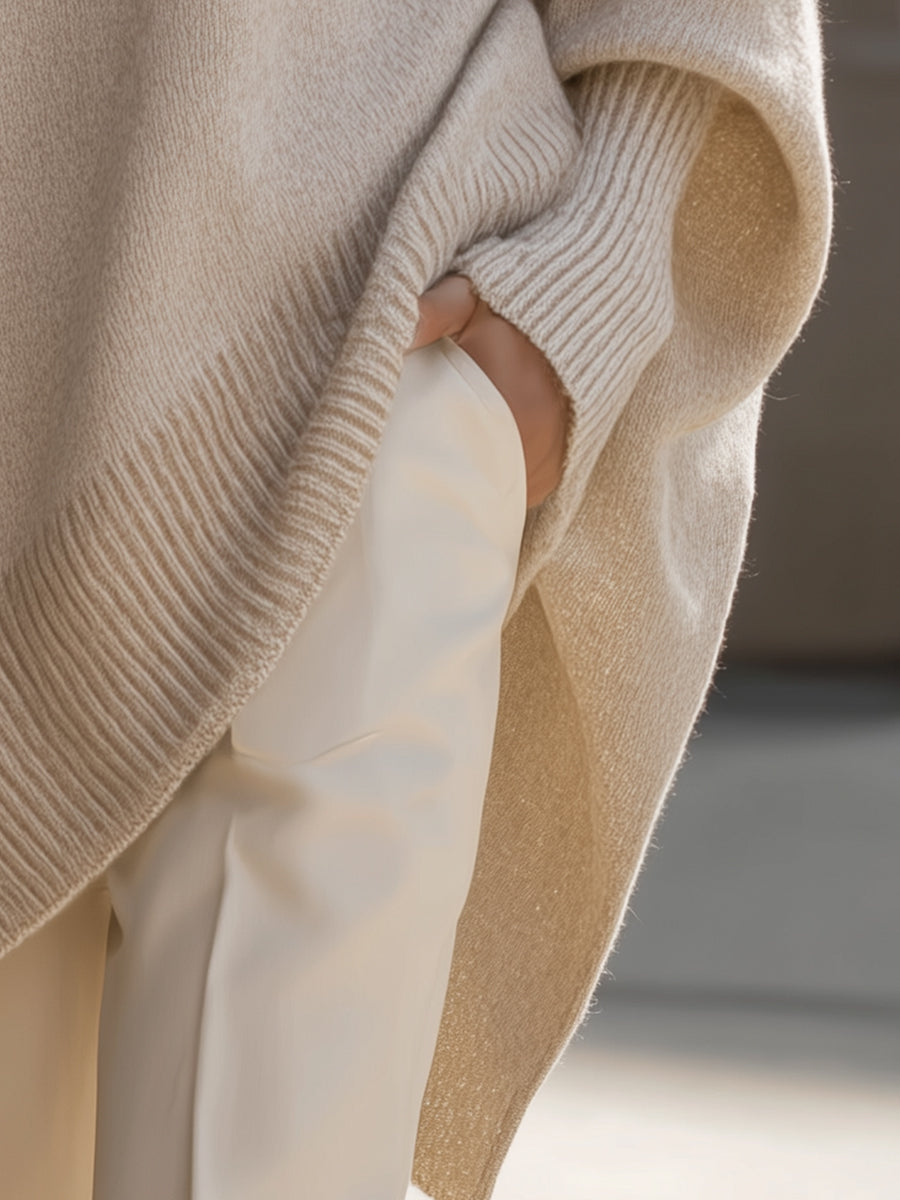 Callowyn | Women's Oversized Cashmere Cape Sweater, Poncho-Style Batwing Sleeve – Elegant Layering