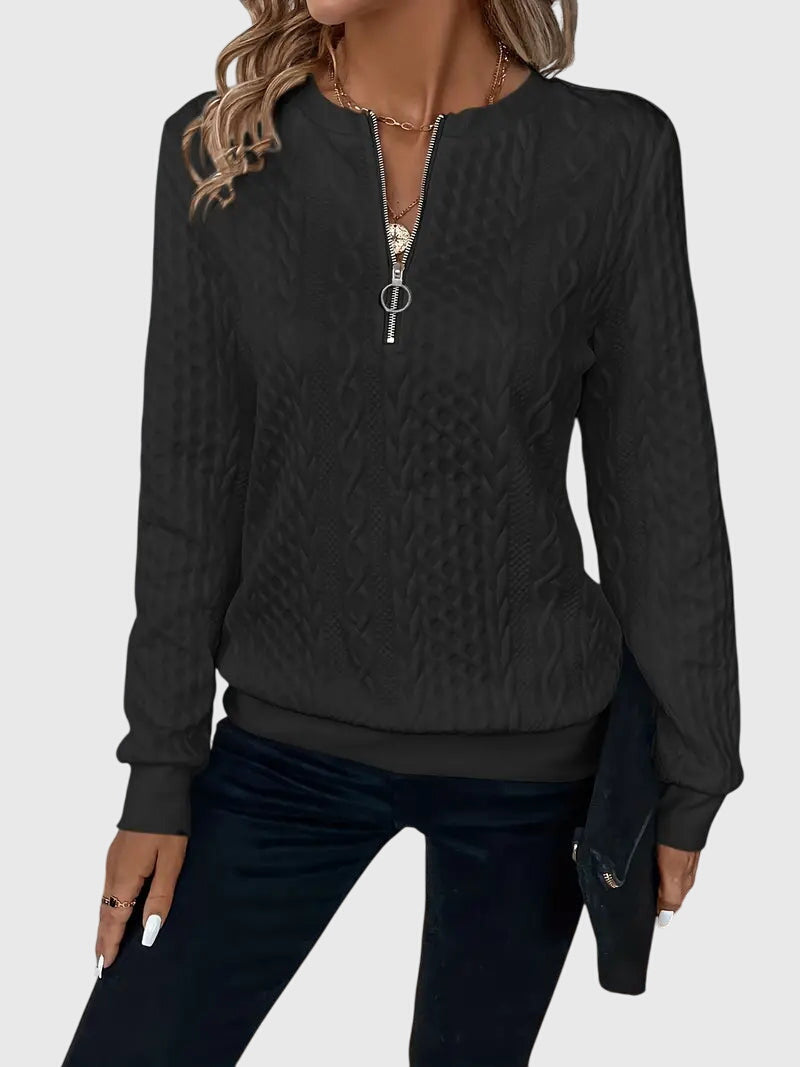 Nora | Women's Cable Knit Quarter-Zip Sweater