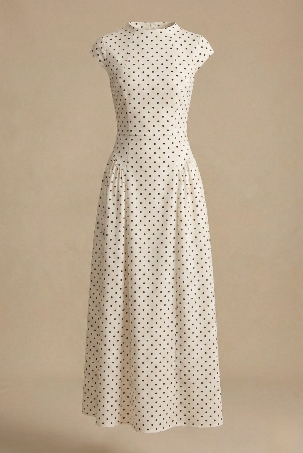 Polka Dot Cap Sleeve Pleated A Line Maxi Dress - Wedding Guest