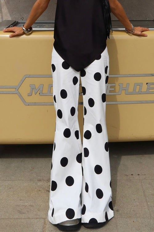 Color Block Polka Dot Flared Pants