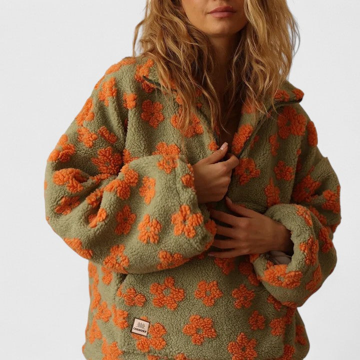 Delysanne | Women's Floral Print Fleece Quarter-Zip
