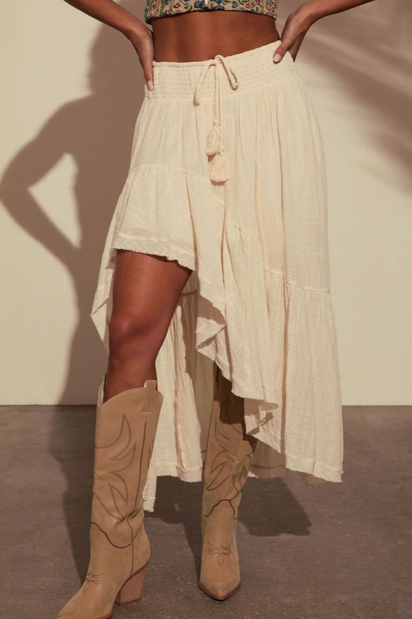 Elastic Waist Asymmetric Casual Skirt