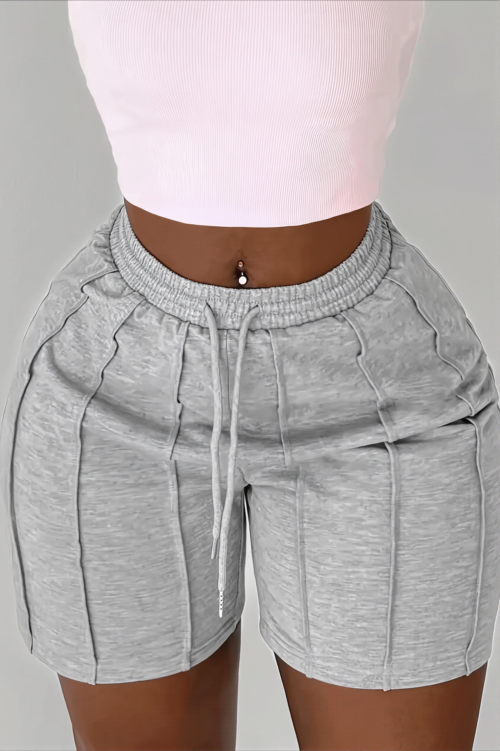 Drawstring Solid Patchwork Shorts