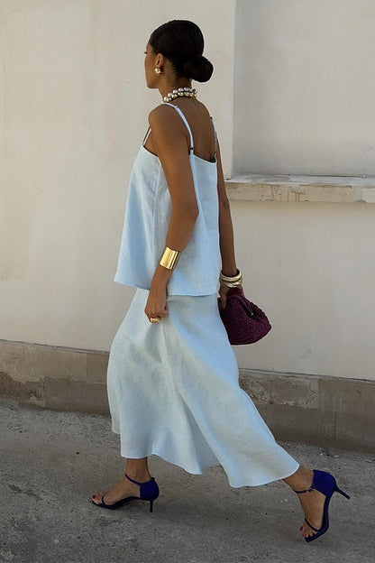 Sleeveless Casual Cami Mermaid Skirt Set