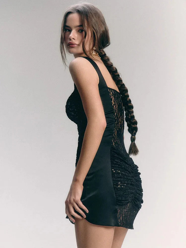 Lace Camisole Double-Layer Mini Dress