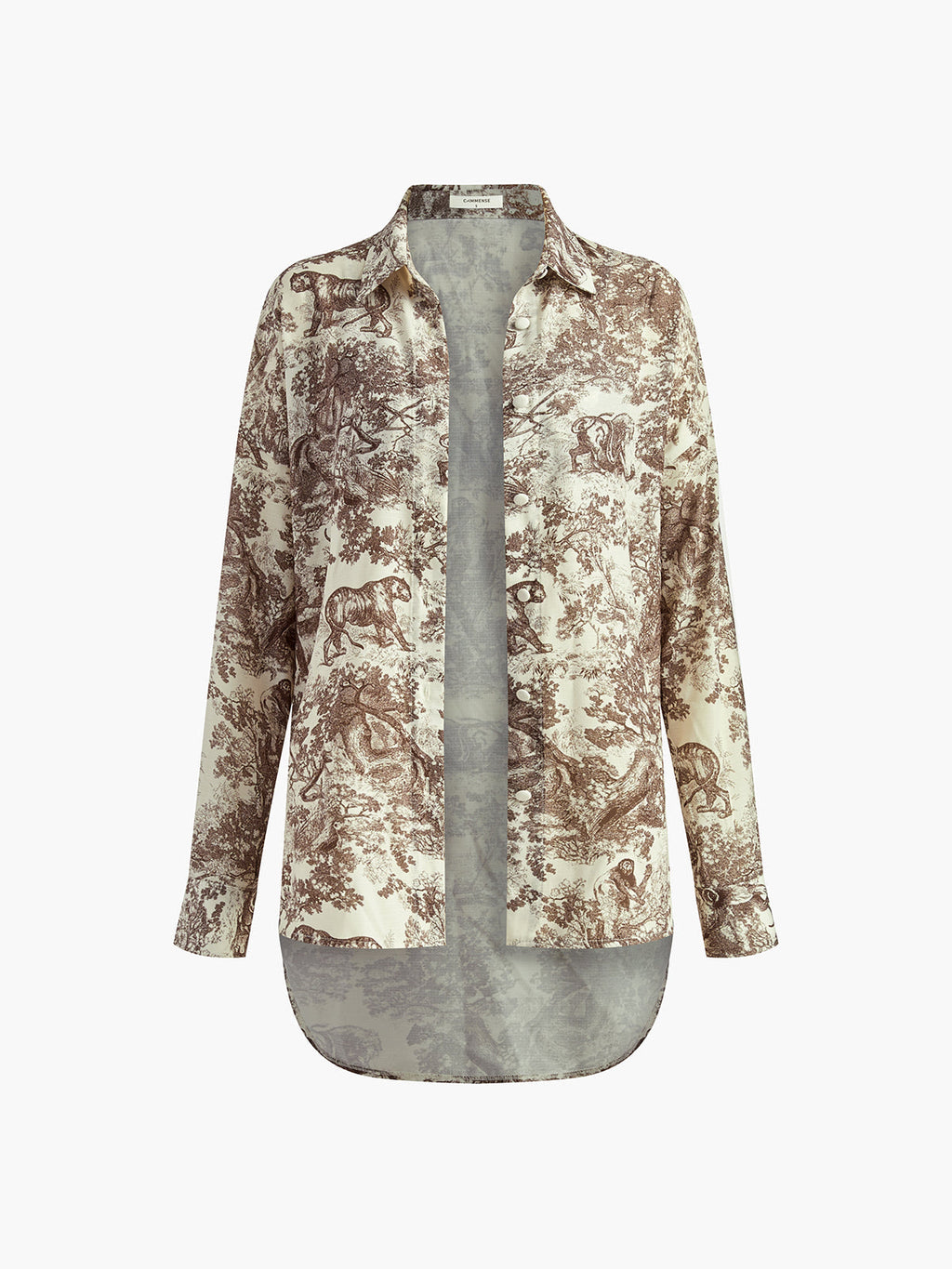 Toile Print Oversized Shirt Bralette Top and Short Three-Piece Set
