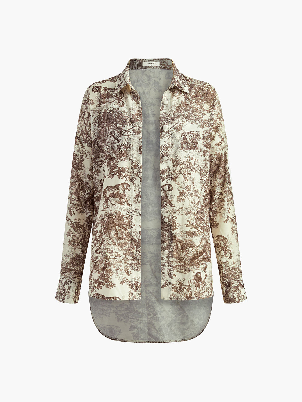 Toile Print Oversized Shirt Bralette Top and Short Three-Piece Set