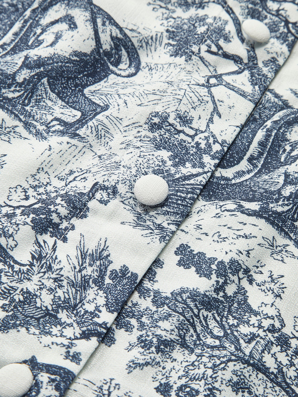 Toile Print Oversized Shirt Bralette Top and Short Three-Piece Set