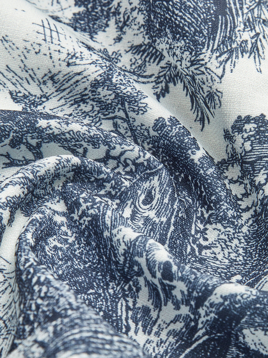 Toile Print Oversized Shirt Bralette Top and Short Three-Piece Set