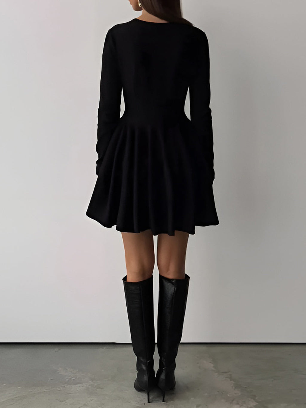 Fit and Flare Long Sleeve Skater Mini Dress