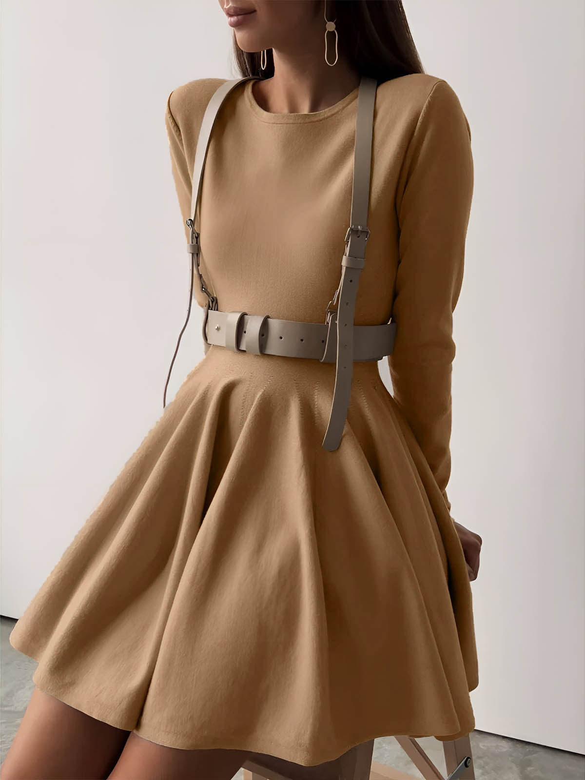 Fit and Flare Long Sleeve Skater Mini Dress