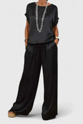 Satin Batwing Top Wide Leg Trouser Matching Set
