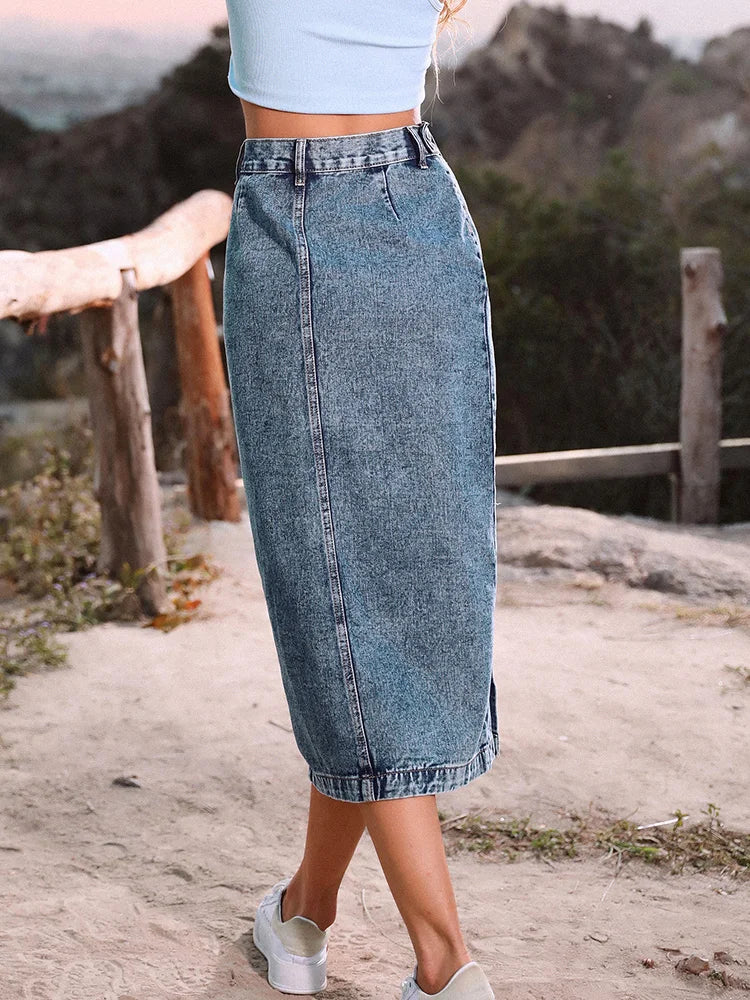 Elegant Denim High Waist Shirt