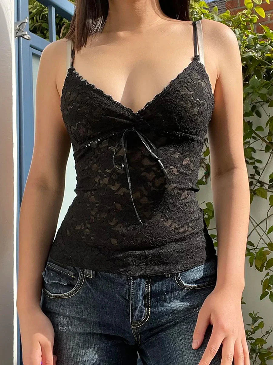 Black Lace Gothic Crop Top