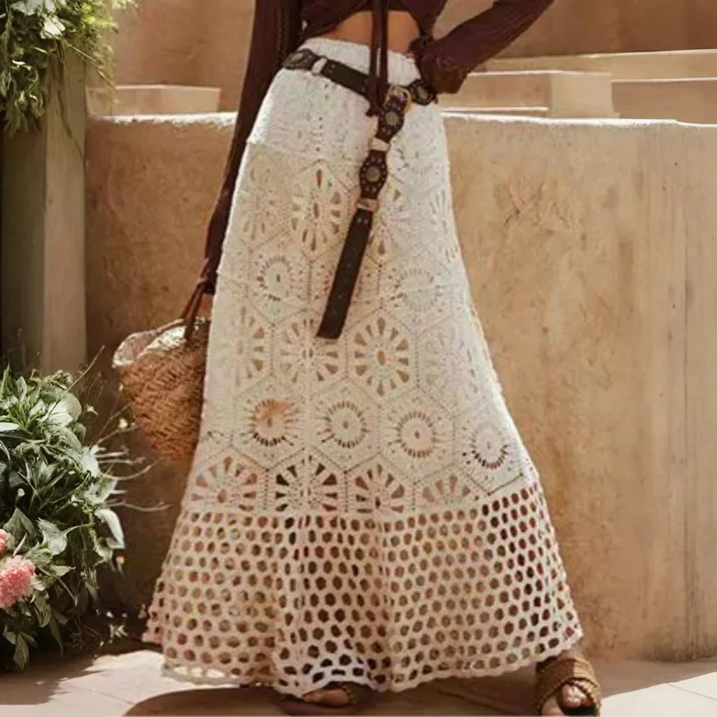 Drawstring Crochet Knitted Skirt