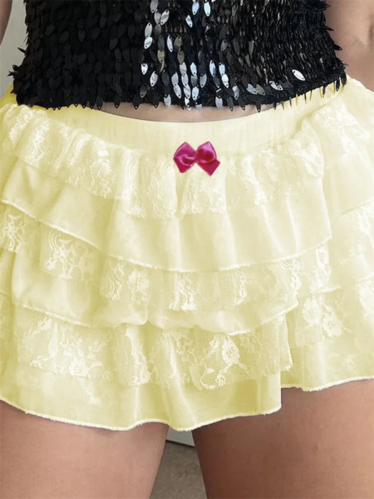 Lace Layered Bow Bloomer Short