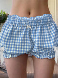 Plaid Bowknot Loose Bloomer Short