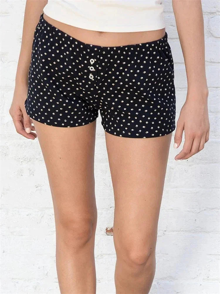Floral Striped Button Party Short