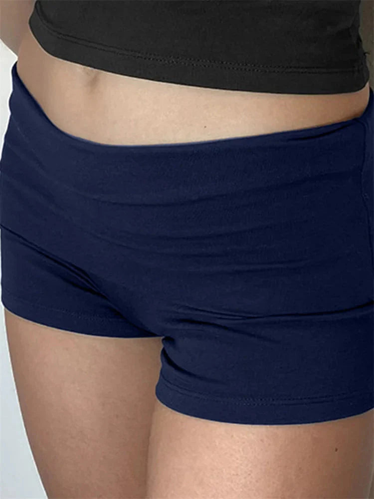 Solid Elastic Low Waist Short