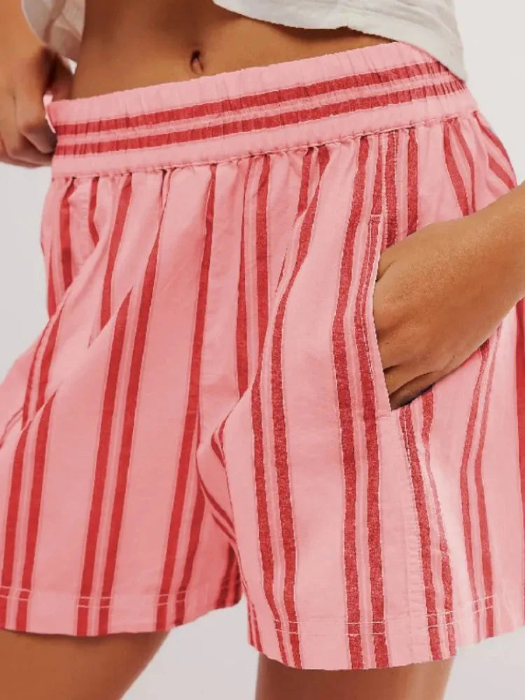 Striped Pocket Loose Casual Shorts
