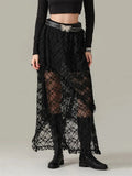 Y2K Lace Mesh See Through High Waist Asymmetrical Skirt