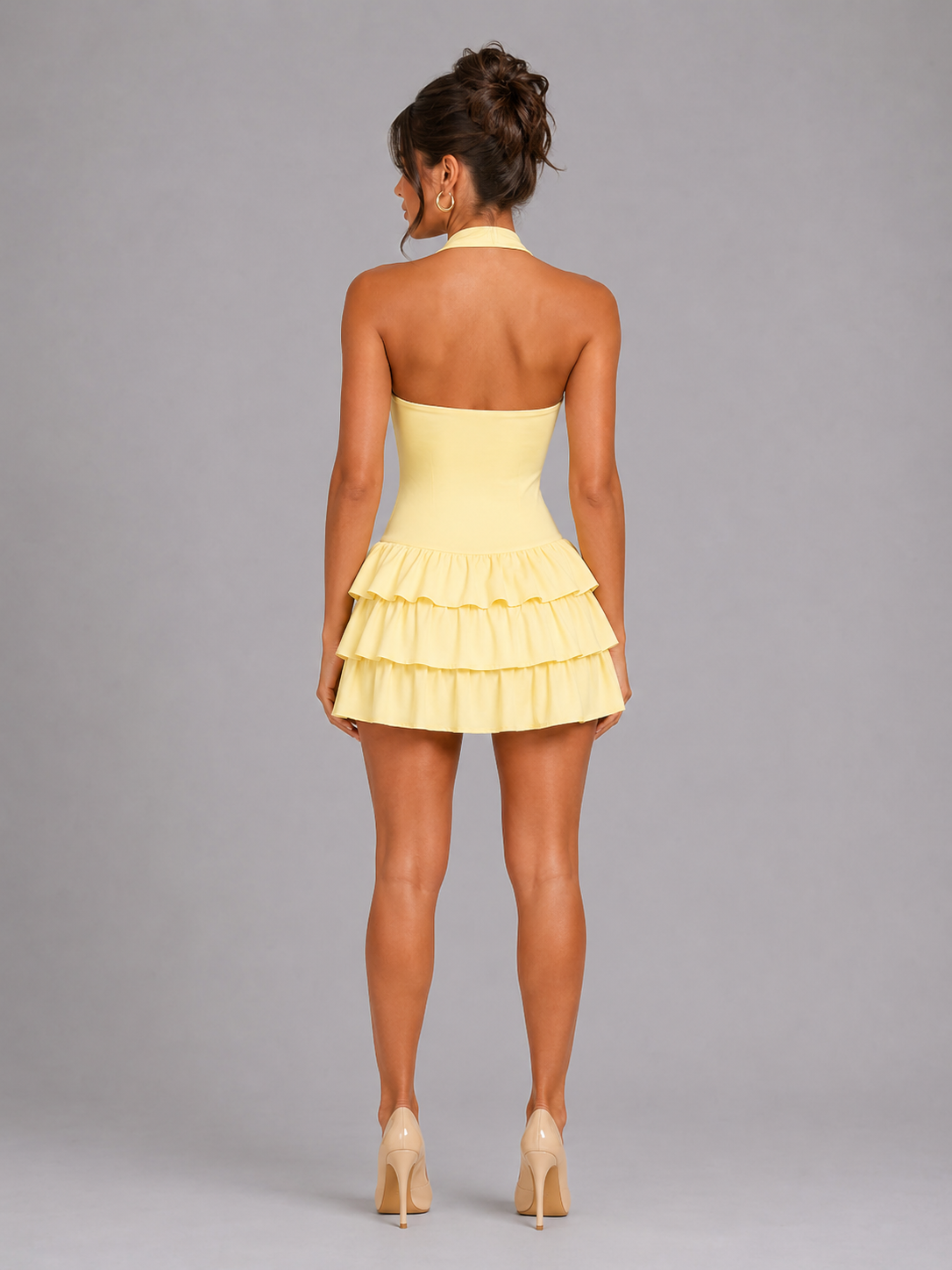 Halter Ruffle Tiered Homecoming Dress