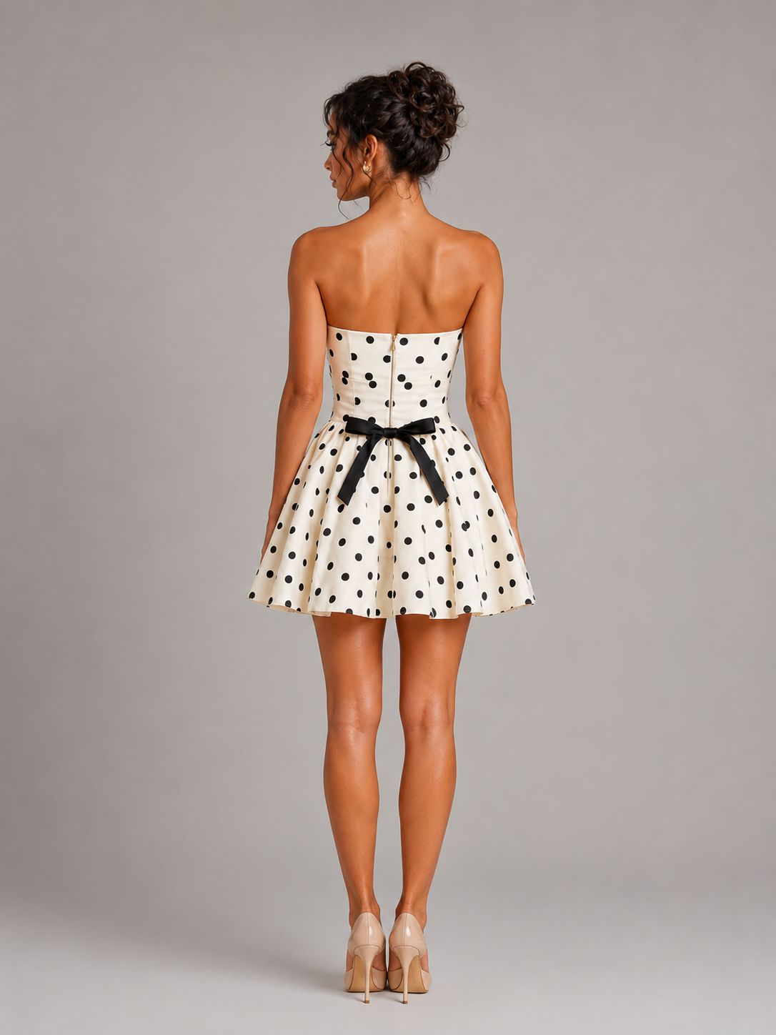 Strapless Corset Polka Dot Homecoming Mini Dress
