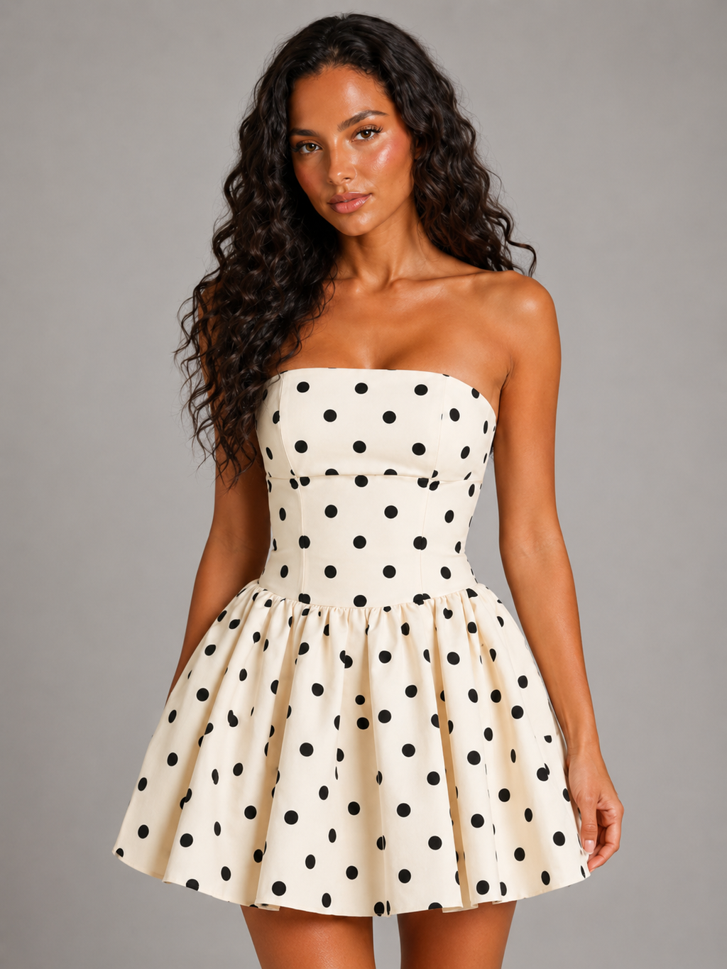 Strapless Corset Polka Dot Homecoming Mini Dress