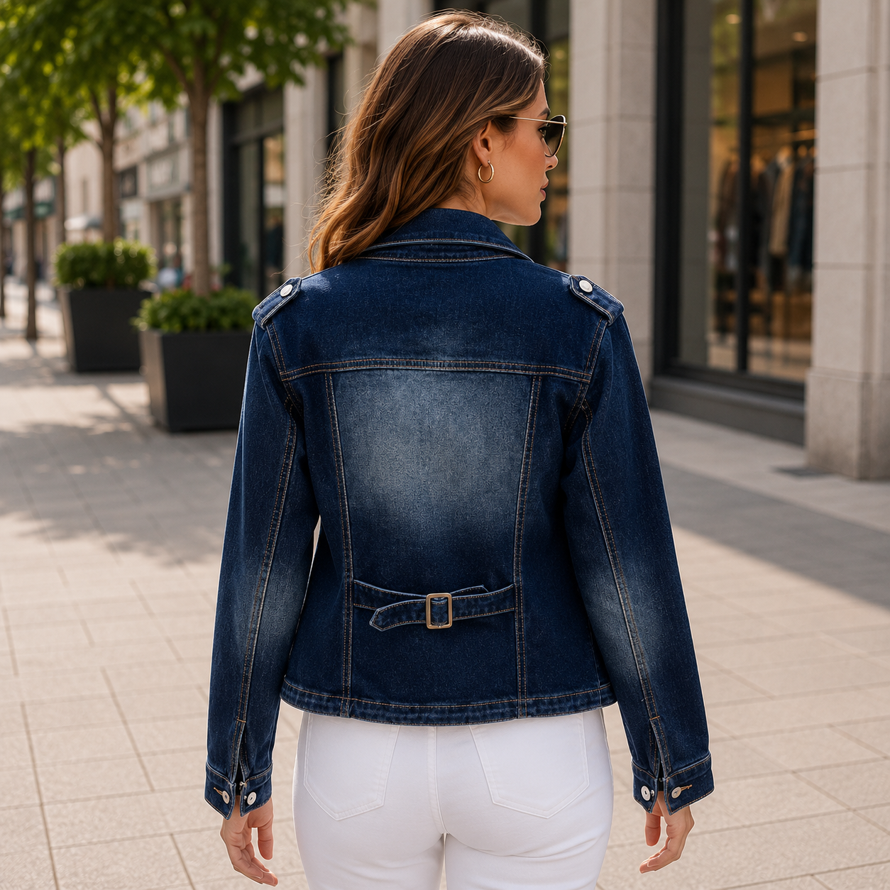 Casual Cropped Denim Moto Jacket for Everyday Style