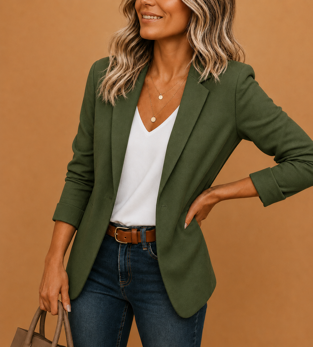 Fitted Tailored One Button Blazer for Business Casual