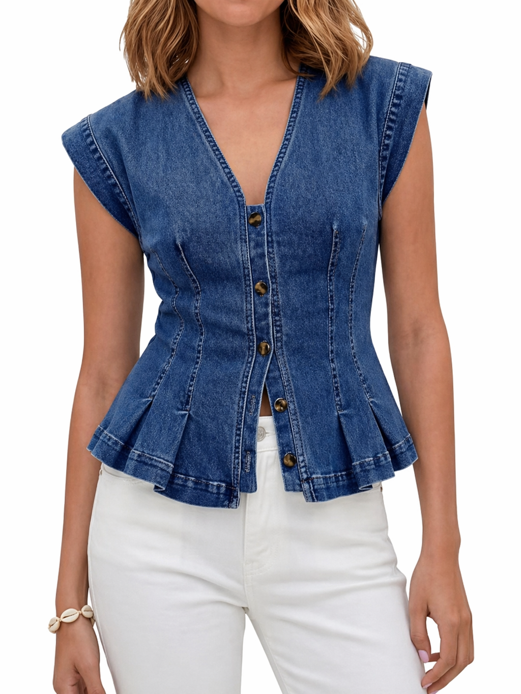Denim Peplum Vest Top