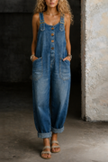 Baggy Denim Overalls with Wide Leg