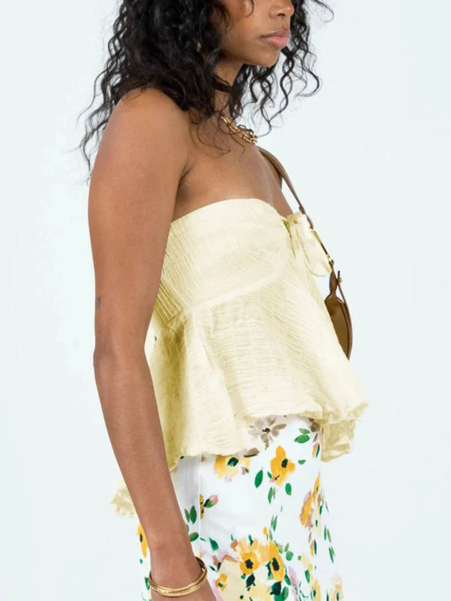 Ruffled Off-Shoulder Crop Top