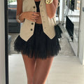 High Waist Pleated Lace Skirt