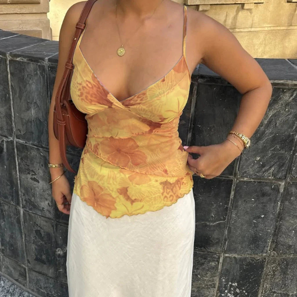 Adjshoptable Ruffled Backless Crop Top