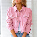 Cropped Button-Front Denim Jacket with Chest Pockets